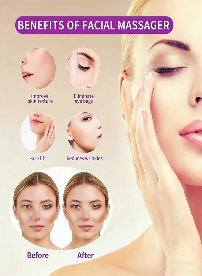 RATSAW Pocket Mini Ring Facial and Eye Massage Ball USB Rechargeable Fingertip Massager purple Face Massager Facial Muscle Tightening Anti Aging Relief Eyes Dark Circles Eye Puffiness Fatigue - Image 3
